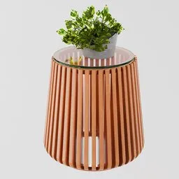 Round slatted side table