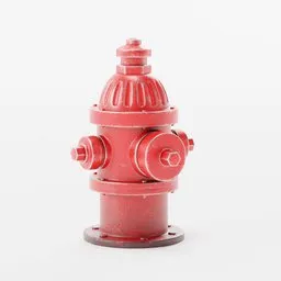 Detailed 3D rendering of a red fire hydrant model, ideal for exterior scenes in Blender 3D projects.