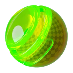 Vibrant green translucent acrylic PBR shader for use in Blender 3D and comparable software.