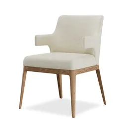 Highly detailed Blender 3D model of a modern armchair with fabric upholstery and wooden legs, isolated on white.