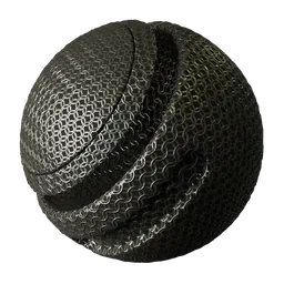 High-resolution 2K PBR metal texture of rusty, scratched chainmail for 3D modeling in Blender.