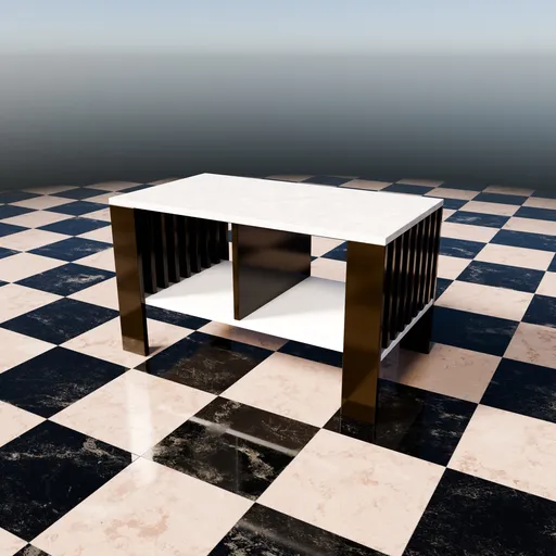 Black Wood / Stone Couch Side Table