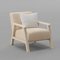 Light Oak Armchair with Cushion