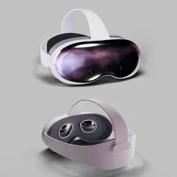 Detailed 3D model render of a futuristic VR headset inspired by leading brands, ideal for Blender 3D projects.