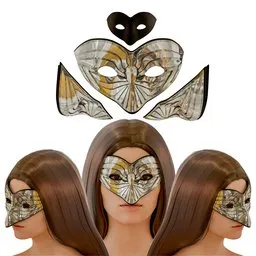 Silver Venetian mascarade song bird mask