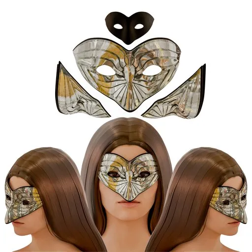 Silver Venetian mascarade song bird mask