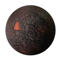 High-resolution Core Lava PBR texture for 3D rendering in Blender, with detailed molten surface and glowing magma.