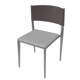 Realistic 3D model of a modern chair with metal legs and leather cushion, compatible with Blender rendering.