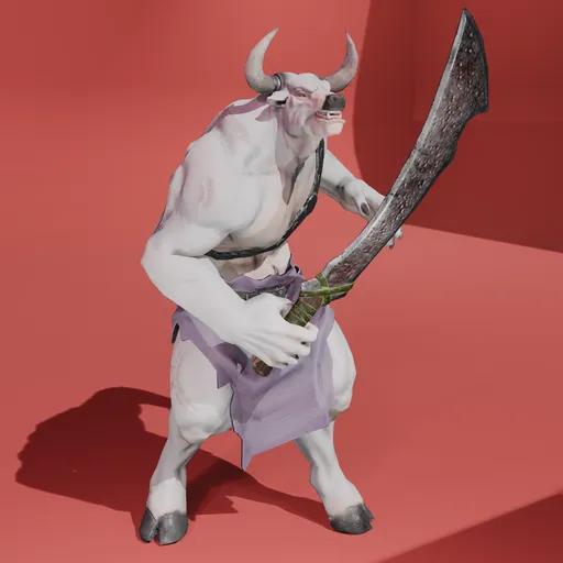 Minotaurs GreatSword-Rigged-LowPoly