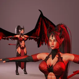 Female Demon Character - Semi Realistic - Rigged (Auto-Rig Pro)