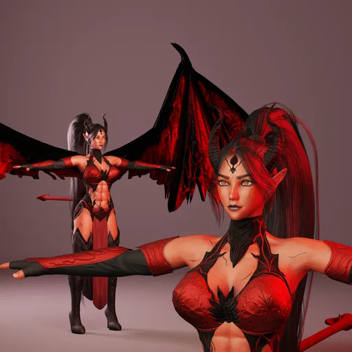 Female Demon Character - Semi Realistic - Rigged (Auto-Rig Pro)