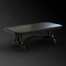 Realistic 3D model of a classic wooden table for interior design, rendered in Blender.