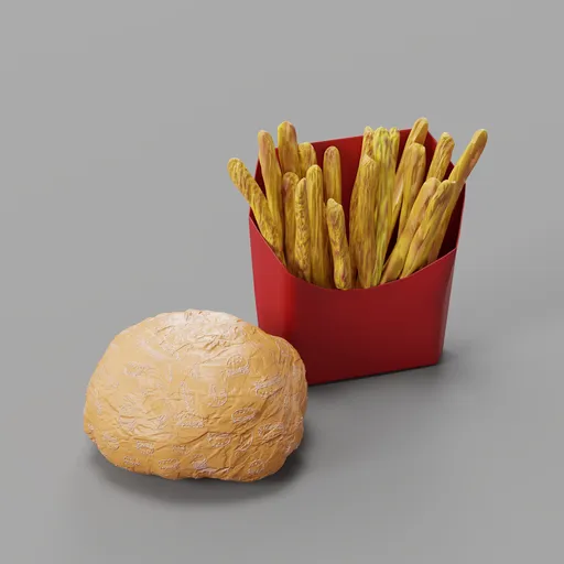 Hamburger with French Fries