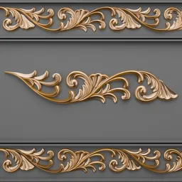 Intricate golden trim brush 3D model for scene enhancement, compatible with Blender.