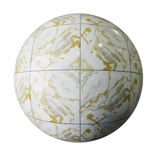 White Marble Tiles with Gold Veins