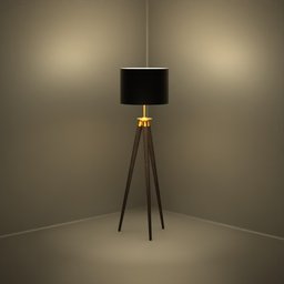 Dark Wood Black Shade Lamp