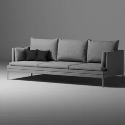 "Upgrade your living space with this sleek and comfortable grey sofa 3D model, perfect for creating a relaxing ambiance in your home. Designed in Swedish style with detailed body shape and orthographic front view, this Couch model is ideal for Blender 3D software users. Includes pillows and benches, rendered with Octrane for enhanced visual appeal."