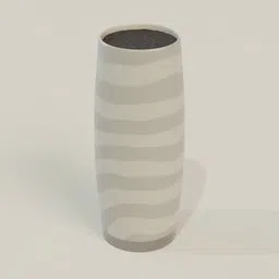 Striped 3D model vase with soil designed for Blender rendering and digital art.