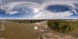 River Rural Sunny Cloudy Day