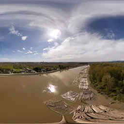 River Rural Sunny Cloudy Day