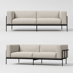 Detailed beige modern couch with metal frame for Blender 3D modeling and interior design projects.
