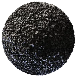 High-quality PBR black gravel texture for 3D modeling and rendering in Blender and other software.