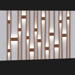 "Wooden wall panels with elegant lighting for Blender 3D - a tileable texture inspired by Alex Katz and Aenami Alena's style. Perfect for wall decoration with a symmetrical and coherent design. Compatible with Blender 3D software."