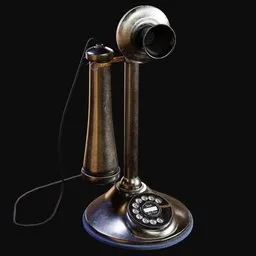 Rotary Dial Silver Candlestick Phone