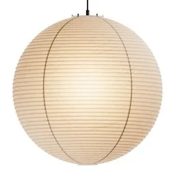 3D model of a spherical pendant light with horizontal ribbed texture for Blender rendering.