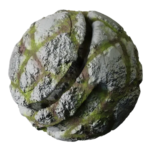 Highly detailed Blender 3D voronoi-textured stone tile material with procedural dirt and grass, ideal for realistic ground surfaces.