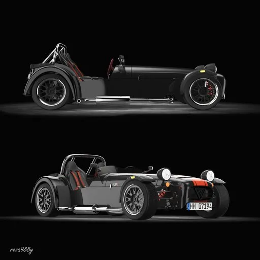 Detailed 3D model of a sporty two-seater with visible engine and chassis, ideal for Blender rendering.