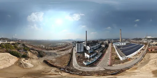 Abandoned factory roof sunshine clouds