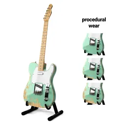 Highly detailed Telecaster 3D model with customizable textures and finishes, perfect for Blender 3D projects.