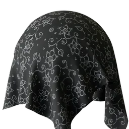 White black dot flower fabric