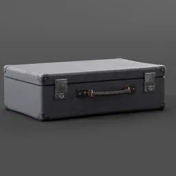 Realistic 3D render of a worn blue suitcase, detailed texturing for Blender modeling enthusiasts.