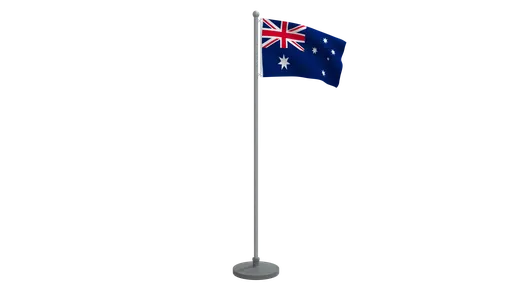 Detailed 3D model of an animated Australian flag on pole, optimized for Blender 3D, with low-poly visualization.