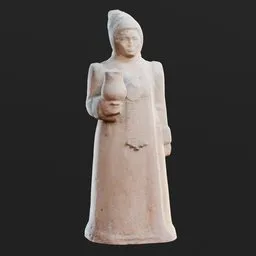 Detailed female figure 3D model with jug, high-resolution textures, ready for Blender rendering.