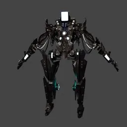 Detailed 3D model of a rigged, high-tech robot with advanced 2K textures, designed for Blender rendering.