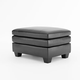 "3D model of a black leather pouf or ottoman, created in Blender and textured with Substance Painter by Pierre Roy. This minimalistic and stacked design features simplified forms and realistic cuastics. Ideal for interior design visualization."