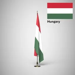 Hungary Ceremonial flag on stand