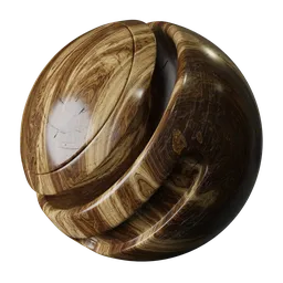 High-resolution PBR scratched wood material for 3D rendering in Blender, displaying polished yet damaged surface.