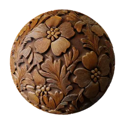 Wood with a carved floral pattern