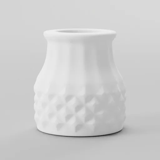 White geometric textured vase 3D rendering for Blender design and decoration projects.