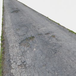 Broken asphalt road