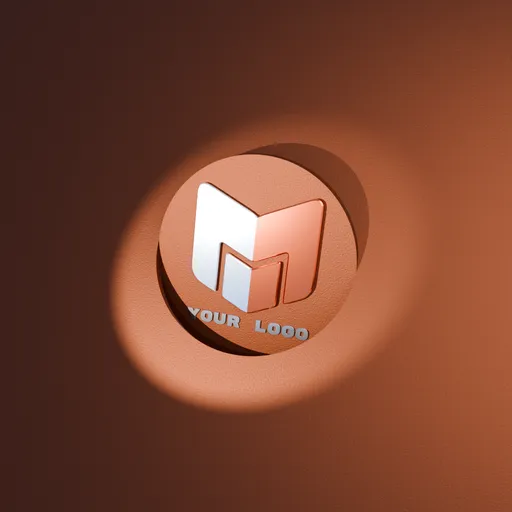 3D spinning circle frame logo reveal in a warm-toned abstract scene for dynamic branding visuals.