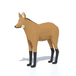 Low Poly Maned Wolf