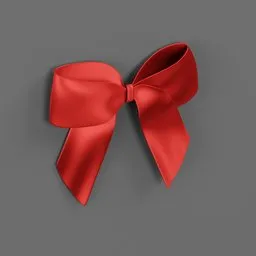 Red satin 3D ribbon model with realistic texture and shadows, compatible with Blender for digital design.