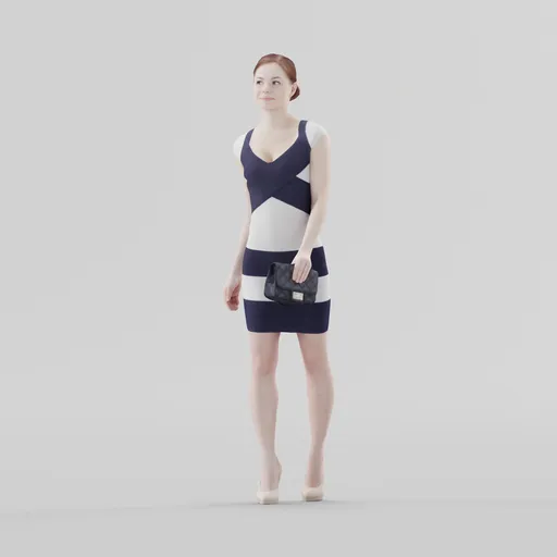 Young woman in dress walking