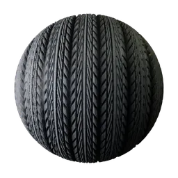 2K PBR car tyre tread texture for vehicle modeling in Blender 3D, featuring realistic tiling and displacement effects.
