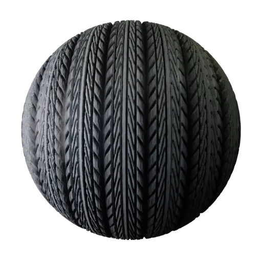 2K PBR car tyre tread texture for vehicle modeling in Blender 3D, featuring realistic tiling and displacement effects.